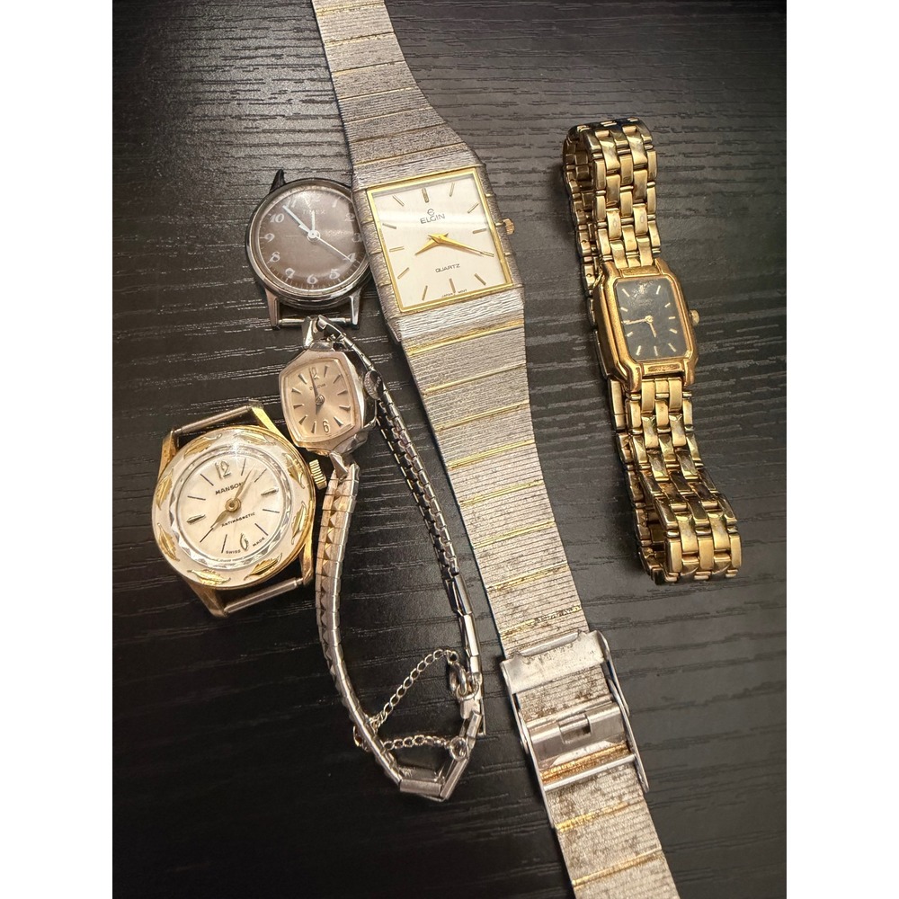 Vintage Watch Lot Timex Ironman Elgin Seiko Bulova Manson Analog Digital Mixed‎